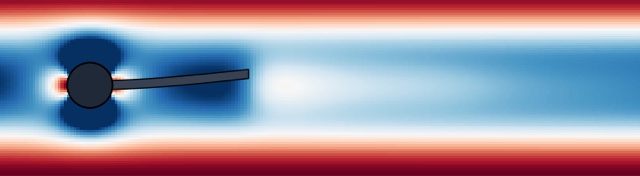 Simulated pressure field around the elastic flap